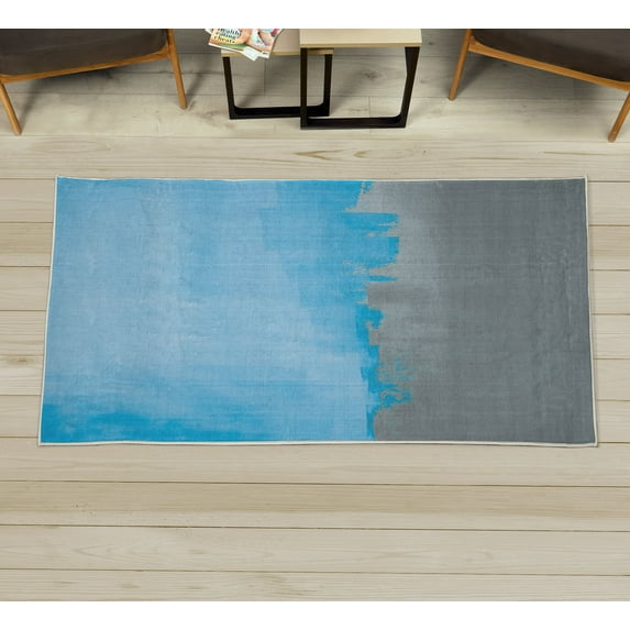Abstract Decorative Rug, Grunge Street Style Painting Brush Print Ombre Design Illustration, Quality Carpet for Bedroom Dorm and Living Room, 6 Sizes, Lavender Blue, by Ambesonne