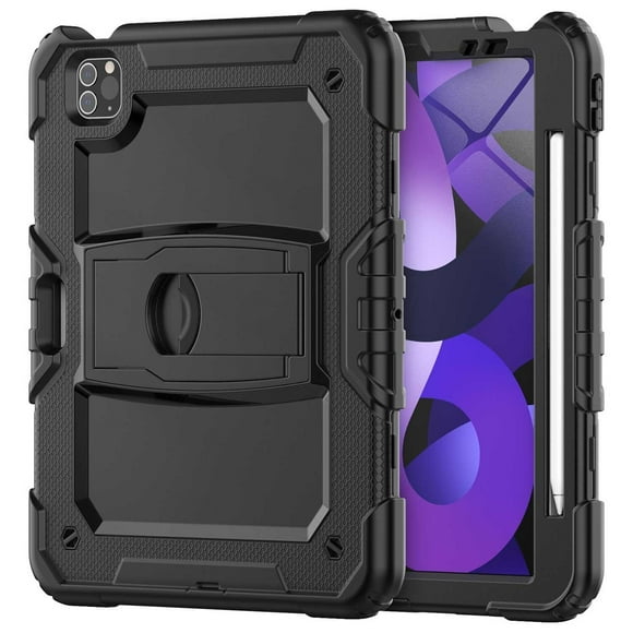 Funda TEKKU StandC uso rudo para iPad Air 5 Air 4 Pro 11 Negra A2589 A2316 A2324 A2325 A2072