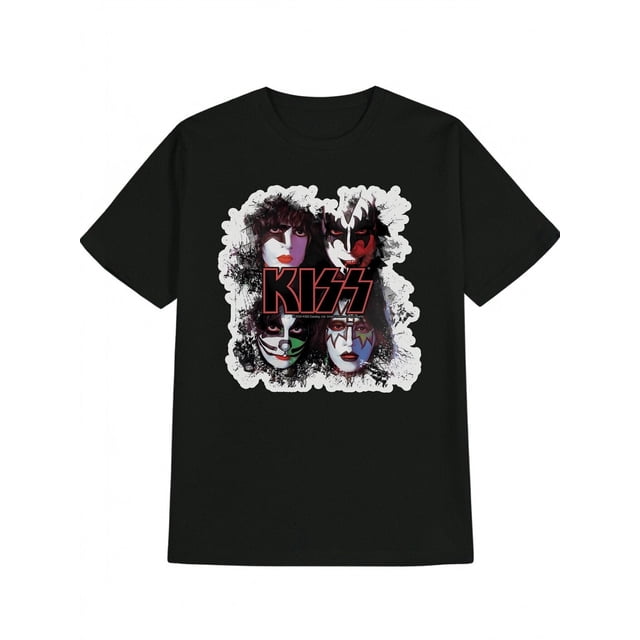 Men'S Y2K Vintage Band Graphic T-Shirt, Casual Crew Neck, Cotton Knit Fabric, Slight Stretch, Regular Fit, Summer Season, 100% Cotton, Portrait Pattern, Dark Humor Anime-Inspired Design, Summer Gifts