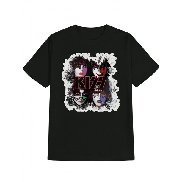 Men'S Y2K Vintage Band Graphic T-Shirt, Casual Crew Neck, Cotton Knit Fabric, Slight Stretch, Regular Fit, Summer Season, 100% Cotton, Portrait Pattern, Dark Humor Anime-Inspired Design, Summer Gifts