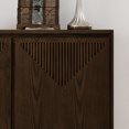thumbnail image 4 of Mid Century Modern Buffet Cabinet, V-Shape Fluted Door Storage Cabinet, Narrow Sideboard for Entryway, Hallway, Kitchen Coffee Bar, Living Room Organizer with Outlet Holes,Brown, 4 of 8