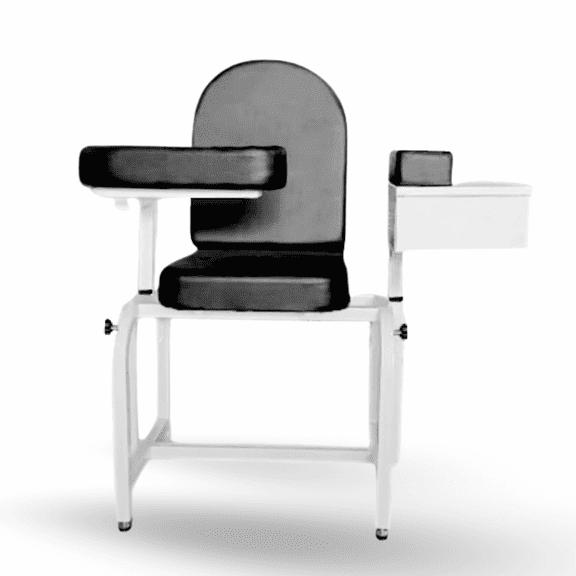CLINSAM Blood Drawing Chair with Adjustable Flip-Up Armrest, Padded Phlebotomy Chair for Hospital, Laboratory, and Medical Facilities (Black)