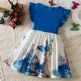 thumbnail image 4 of Spazoro Kids Girls Dresses, New Style Short Sleeve Round Neck Solid Color Butterfly Princess Dress for Child Girls Blue Size 5 T, 4 of 8