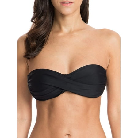 RELLECIGA Women s Plus Size Removable Straps Halter Twist Bandeau Bikini Top Molded Cup Swimsuits Tie Back Bathing Suit Top
