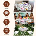 thumbnail image 6 of Pueple Pink Flower Round Tablecloth 55-60 Inch Round Fitted Table Cloth with Elastic Edge, Pastoral Pastel Pink Boho Floral Leaf Waterproof Table Cover Protector for Outdoor Picnic Party Dining, 6 of 6