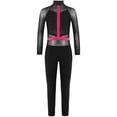thumbnail image 2 of TiaoBug Kids Girls Gymnastics Sports Jumpsuit Full Length Yoga Acrobatics Practice Athletic Tank Bodysuit Black&Hot Pink 12, 2 of 7