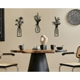 thumbnail image 4 of 3 Pcs Metal Flower Wall Decor, Vase Wall Art Home Decor for Living Room Bathroom Bedroom, Black, 4 of 7
