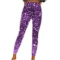 thumbnail image 3 of QATAINLAV Womens Trendy Glitter Sequin Print Yoga Pant Casual High Waist Seamless Workout Leggings Gym Tummy Control Full Length Tights Purple XXL Holiday Sales, 3 of 5