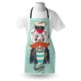 thumbnail image 3 of Pug Apron Captain Dog with Hat Mustache Jacket and Shirt Cute Animal Funny Image, Unisex Kitchen Bib Apron with Adjustable Neck for Cooking Baking Gardening, Navy Blue Pale Blue Orange, by Ambesonne, 3 of 3