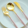 thumbnail image 2 of Efavormart 24 Pack | Metallic Gold Modern Silverware Set, Premium Plastic Cutlery Set With Rose Gold Handle - 8", 2 of 11