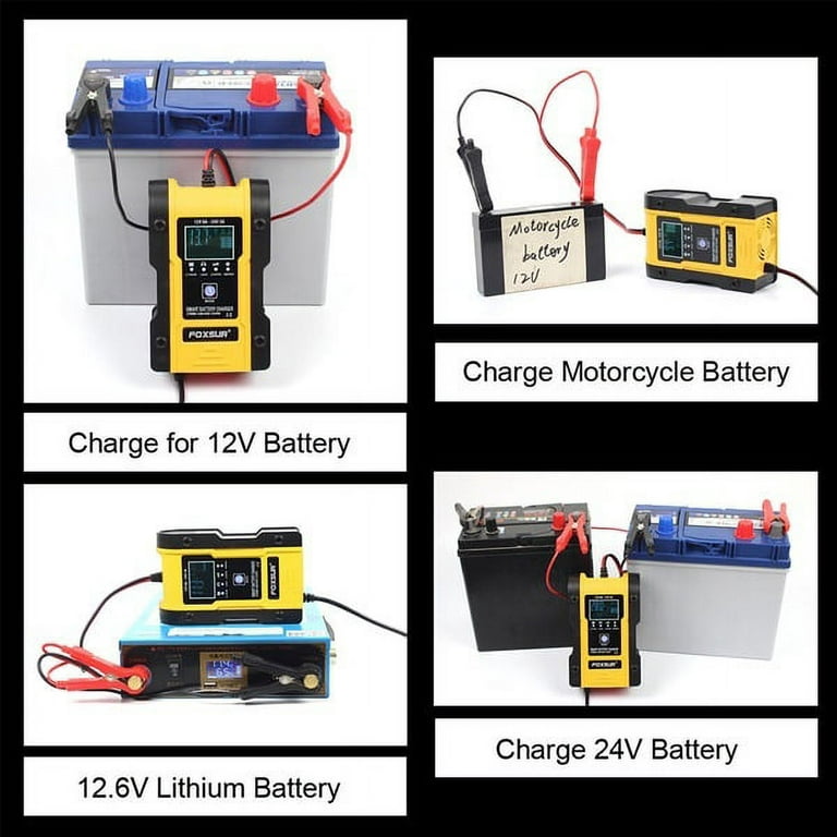 12V 24V 6A Car Battery 7-Stage Smart Automatic Charging For GEL WET AGM 12.6V Lithium LiFePO - Walmart.com