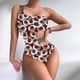 thumbnail image 2 of Gibobby Traje de baño de una pieza Traje de baño sin espalda sexy con estampado retro hueco de una correa de hombro de verano para mujer(Café,CH), 2 of 4
