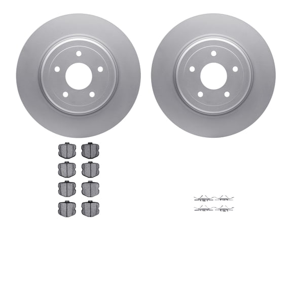 Dynamic Friction Company Rear Geospec Brake Rotors with 5000 Advanced Brake Pads includes Hardware 4512-47079