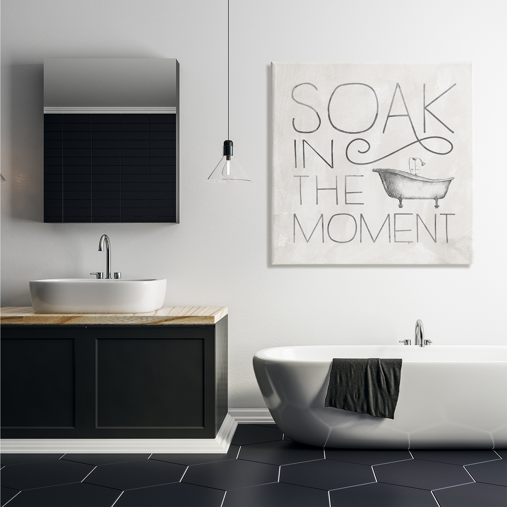 Stupell Industries Vintage Bathroom Soak in the Moment Phrase Graphic Art Gallery-Wrapped Canvas Print Wall Art, 36x36, by Nina Pierce