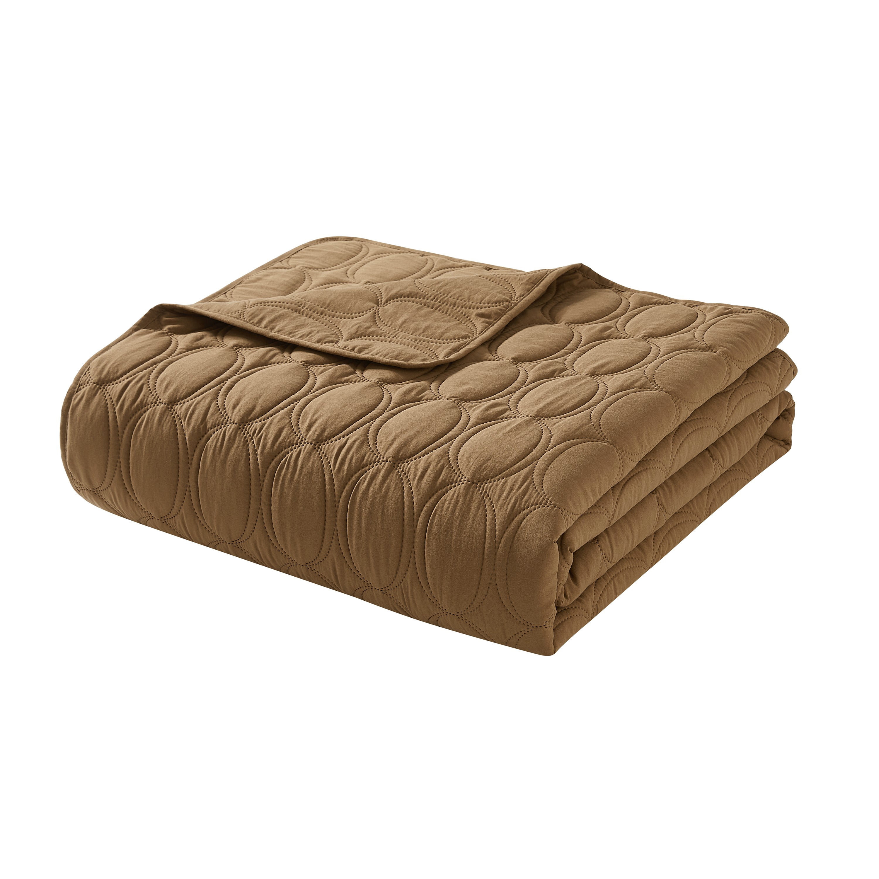 VCNY Home Circles 3-Piece Camel Geometric Pinsonic Quilt Set, King, Adult, Unisex