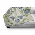 thumbnail image 3 of Floral Soft Flannel Fleece Blanket, Vintage Style Roses Leaves Flower Framework Illustration Romantic Retro Design, Cozy Plush for Indoor and Outdoor Use, 70" x 90", Blue Green Cream, by Ambesonne, 3 of 6