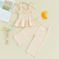 thumbnail image 3 of Infant Baby Toddler Girls Clothes Solid Color Sleeveless Camisole Linen Pants Set Baby Summer Outfits, 3 of 7
