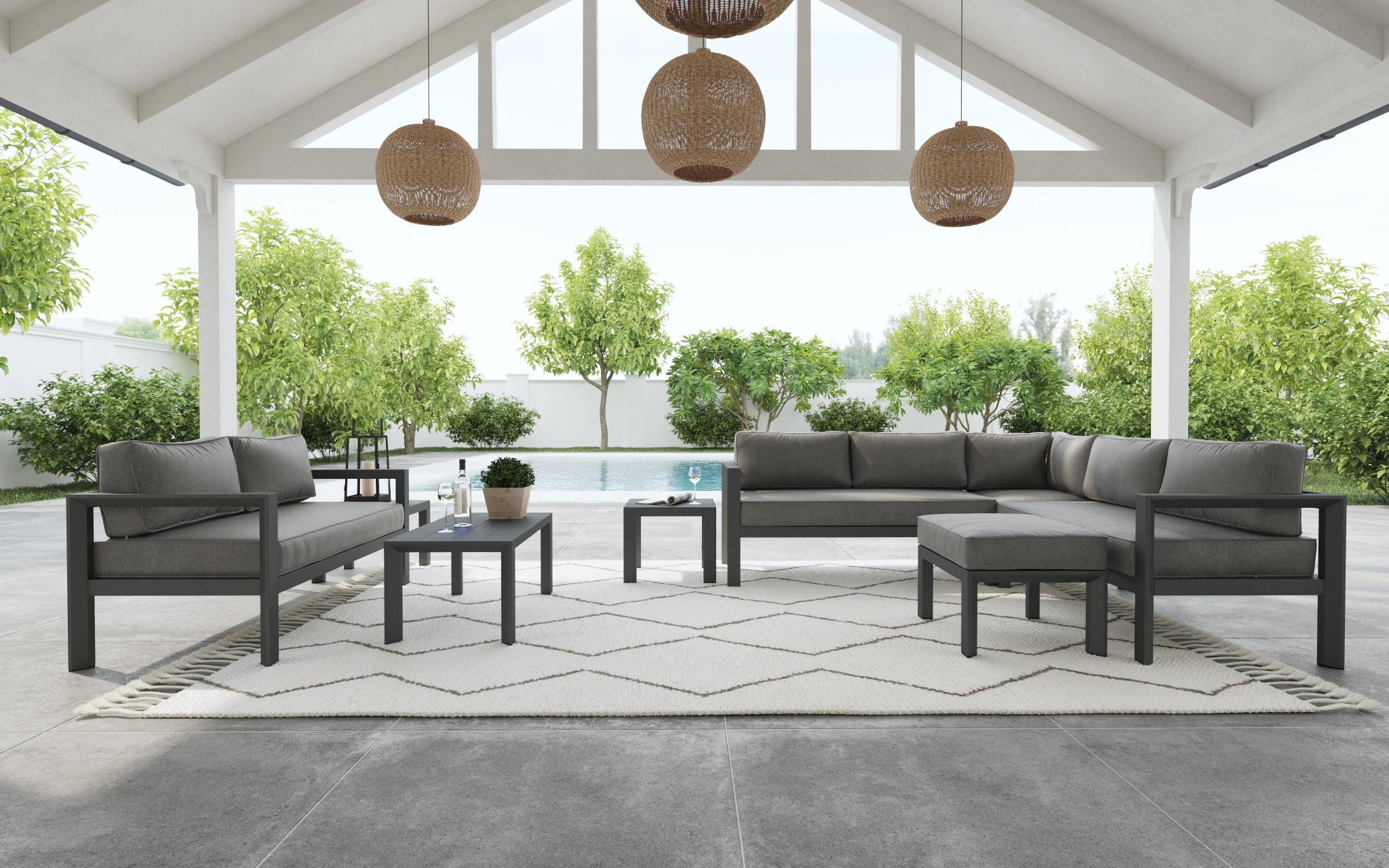 Homestyles Grayton 4-Piece Aluminum & Fabric Outdoor Loveseat Set in Gray - image 5 of 10