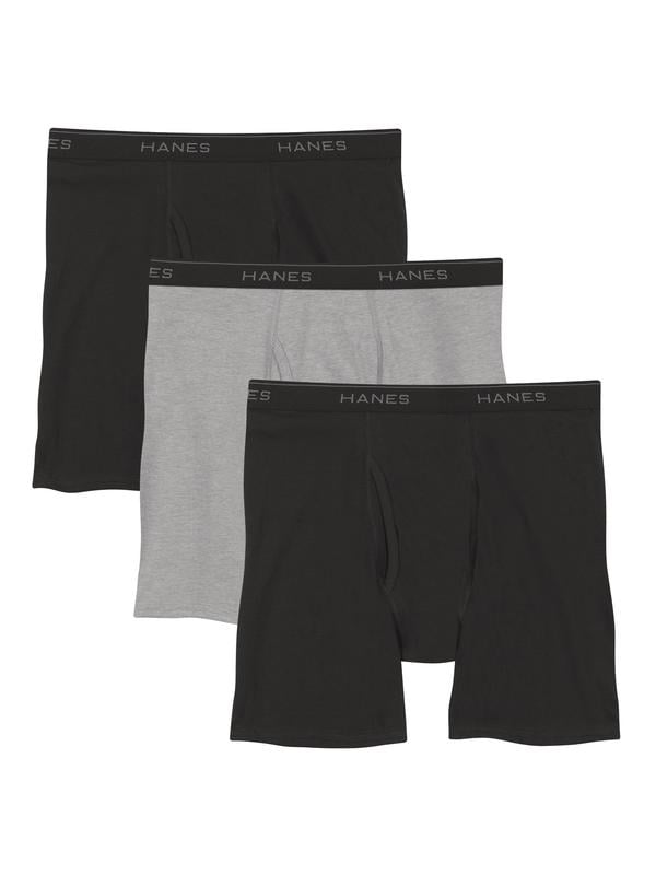 Hanes Black/Gray Various Sizes Men's Tagless Low Rise Boxer Briefs S661