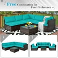 thumbnail image 5 of Patiojoy 6PCS Wicker Patio Sectional Conversation Furniture Set with Coffee Table & Seat Cushions Turquoise, 5 of 6