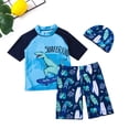 thumbnail image 3 of GYRATEDREAM Boys Two Piece Rash Guard Swimsuits Kids Short Sleeve Swimwear Sets Bathing Suit with Sun Hat for 2-3T Navy Blue, 3 of 6
