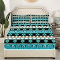 thumbnail image 3 of Erosebridal Blue Aztec Patchwork Sheet Set Queen, Rustic Cow Skull Tribal Dreamcatcher Bedding Sets Queen Size 4 Pieces, 3 of 7
