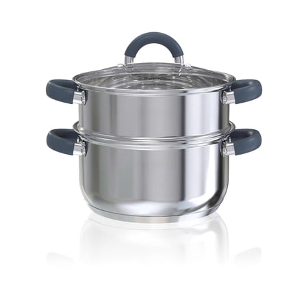3 Quarts Steamer Pots With Lid 2-tier Multipurpose Stainless Steel Steaming Pot Cookware Stay-cool Handles Tri-ply Bottom Compatible All Cooktops