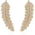 thumbnail image 1 of HAHDAXIA Crystal Leaf Earrings for Women Pierced Leaf Ear Climber Earrings Feather Earrings Rhinestone Leaf Ear Crawler Earrings Hypoallergenic Leaf Stud Earrings, 1 of 6