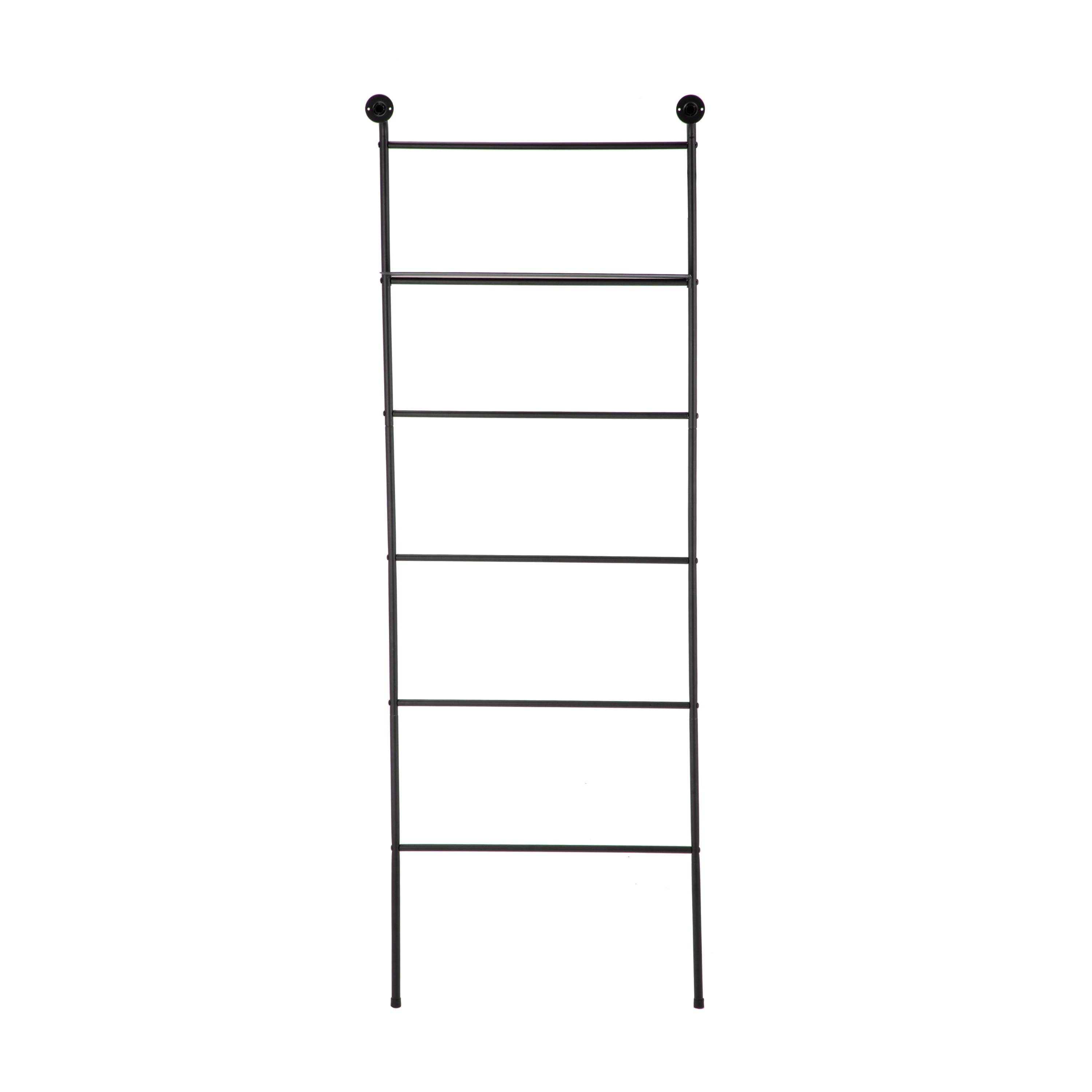 Mainstays Towel Stand Ladder with Bathroom Storage Shelf, Black