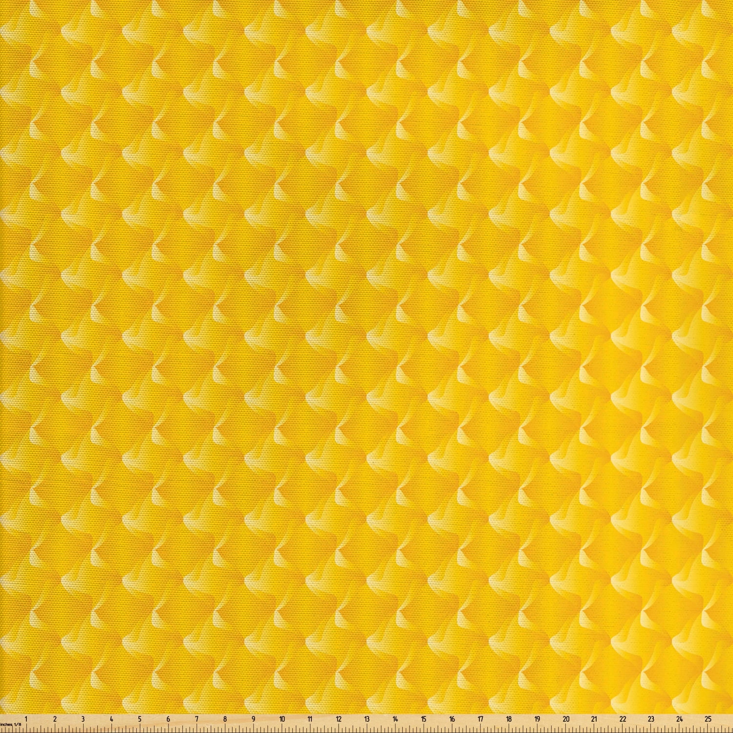 Yellow Fabric by The Yard, Abstract Design Shaded Curving Lines and