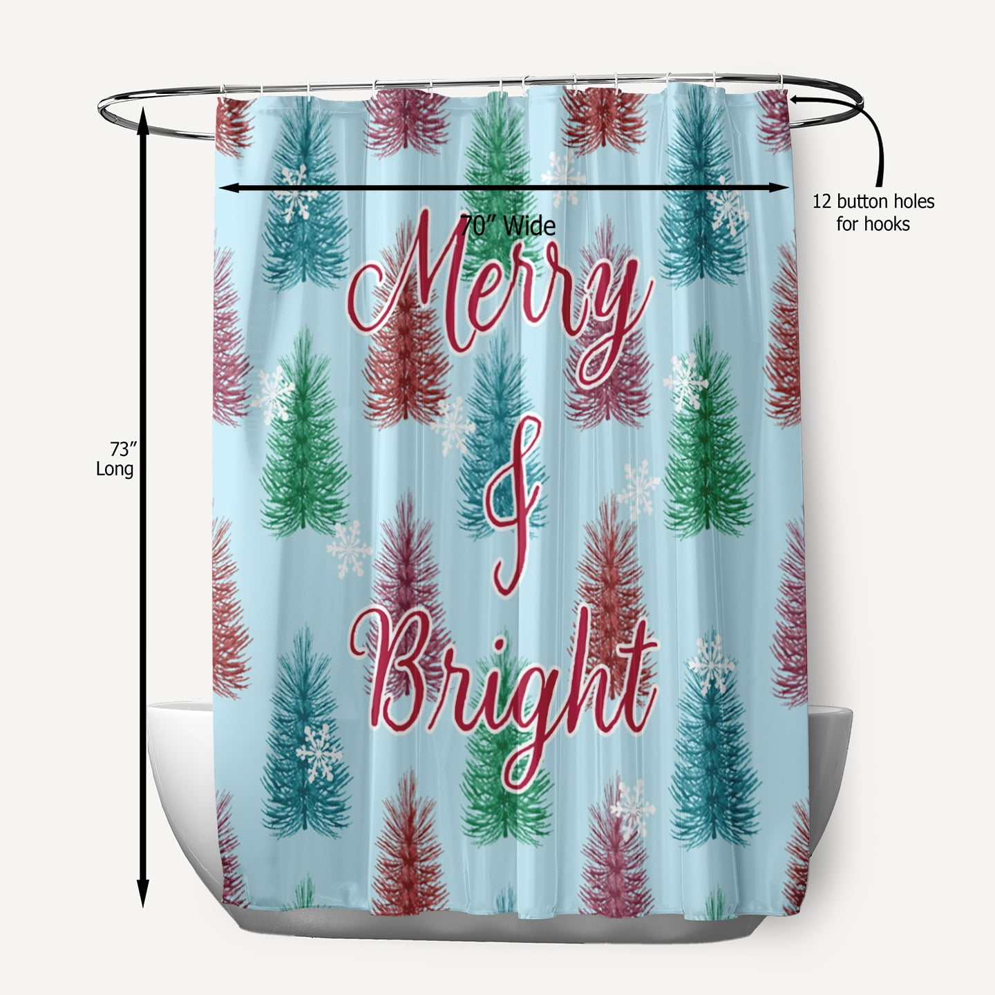 Simply Daisy 70" W x 73" L Merry and Bright Polyester Shower Curtain, Omar [1 Ct]