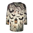 thumbnail image 5 of JTZGDY Plus Size Halloween Tops for Women Lightweight Casual Fall 3/4 Length Sleeve Cute Ghost Pumpkin Pattern Printed Crew Neck Basic Tunic Blouse Loose Fit Trendy Holiday Graphic Tees Shirt, 5 of 6