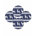 thumbnail image 7 of 13 Inch Round Placemats Set of 4, Christmas Elk Non Slip Heat Insulation PP Table Mats, Xmas Snowflakes Vintage Navy Blue Geometric Art Washable Place Mats for Kitchen Dining Party Table Decor, 7 of 7
