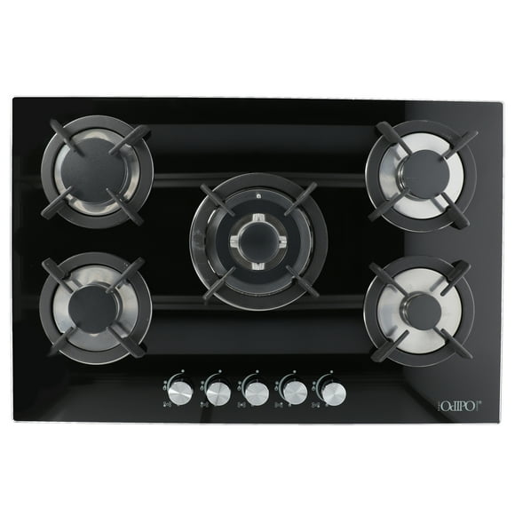 Parrilla Capella ODIPO Cristal Templado Negro 5 Quemadores