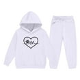 thumbnail image 5 of Girls Pullover Sweatsuit Casual Sweatpants Loungewear Set Long Sleeve Tracksuit Workout Sets Kids Clothes 2-14 Years, 5 of 6