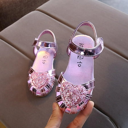 

Sandals on Clearance Children Kids Girls Sandals Princess Heart Hollow Cut-outs Roman Beach Shoes Pink Sandals For Kids Size 3 M