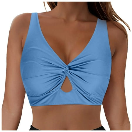 vigerkar Women Bikini Top - Push Up Swim Top Only Bra Padded Swimsuit Tops 2025 Bathing Suit Tops Navy  XXL