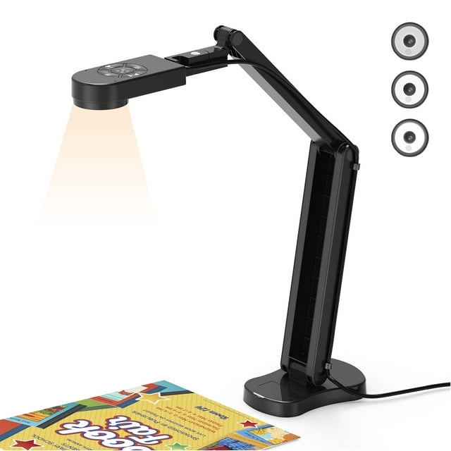 THUSTAR 8MP Document Camera & Webcam 4K with Dual Microphones, USB Visualiser A3-Size, 3-Level LED Lights, Image Invert Function,
