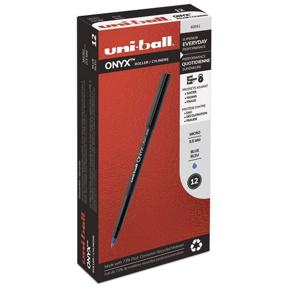 "Onyx Roller Ball Pen, Stick, Micro 0.5 Mm, Blue Ink, Black Matte Barrel, Dozen | Bundle of 2 Dozen"