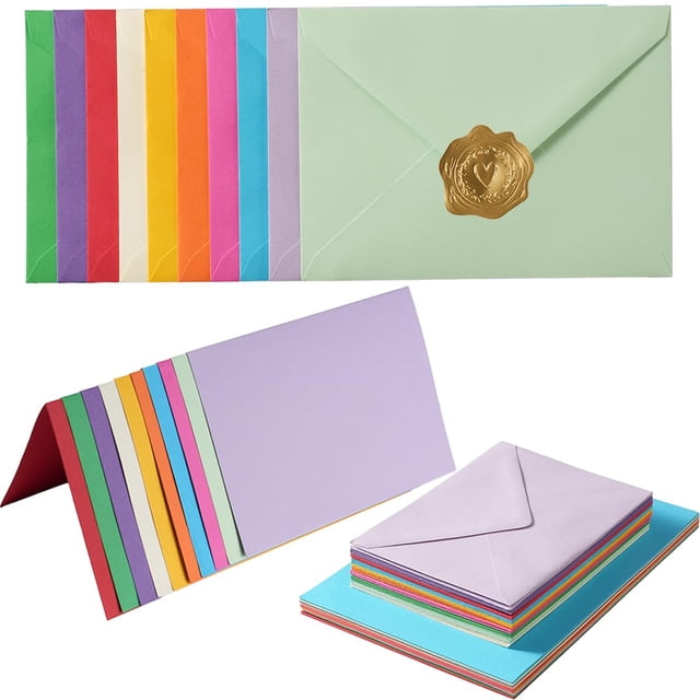Juego de 50 tarjetas coloridas de 4 x 6 y sobres de 12 x 16 unidades de Toperd