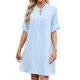 thumbnail image 2 of Vestido Camisero de Verano para Mujer, Informal, de Corta, con Botones y Cuello en V, Talla Grande Azul XL, 2 of 6