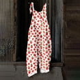 thumbnail image 7 of Iaqnaocc Beach Flowy Jumpsuits for Women Summer Boho Bib Overalls Casual Loose Strawberry Print Wide Leg Cropped Jumpsuit Sweet Beach Romper Red XL, 7 of 7