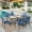 Blue, variant on Summit Living 7-Piece Outdoor Patio Dining Set with Rectangle Steel Table with Wooden Tabletop & Textilene Chairs for 6-Person, Black & Gray