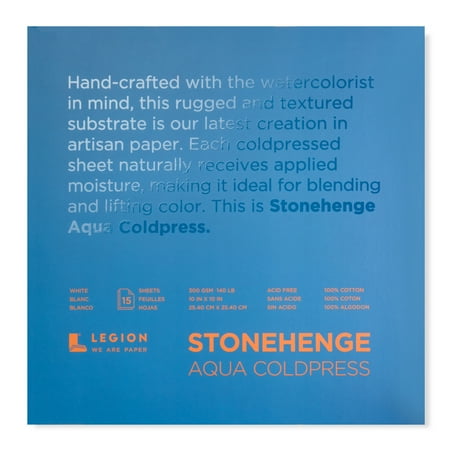 UPC: 0645248440968 | Legion Paper Stonehenge Aqua Watercolor Block  Cold-Press  10in x 10in