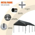 thumbnail image 2 of Walsunny Carport 10 x 20 ft Heavy Duty Carport Car Canopy with Powder-Coated Steel Frame, Portable Garage for Car, Boat, Shelter Party Tent with 180g PE Tarp Gray, 2 of 9