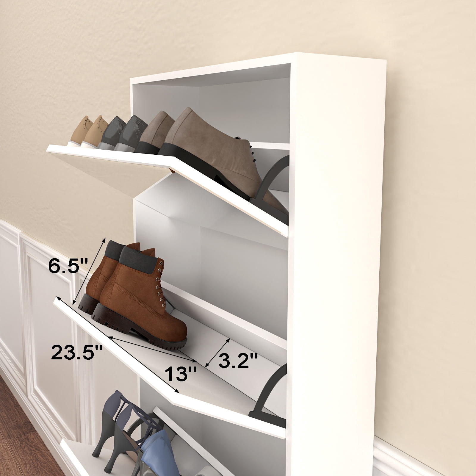 Wooden Shoe Storage Cabinet with Mirror 5-Tier Botswana Ubuy