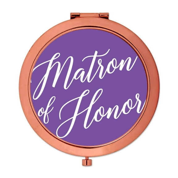 Koyal Wholesale Rose Gold Compact Mirror Matron of Honor Wedding Gift, Royal Purple, 1-Pack