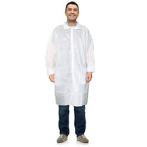 White Disposable Lab Coat X-Large, Pack of 30 Disposable Lab Coats for Adults, Breathable PP 35 GSM Painting Lab Coat Disposable with Elastic Wrists, Loop Fasteners, Unisex PPE Coat No Pocket