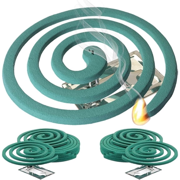 Mosquito Repellent Coils - Outdoor Use Reaches Up to 10 feet - Each Burns for 5-7 Hours (Three Pack Contains 12 coils & 6 Stands)
