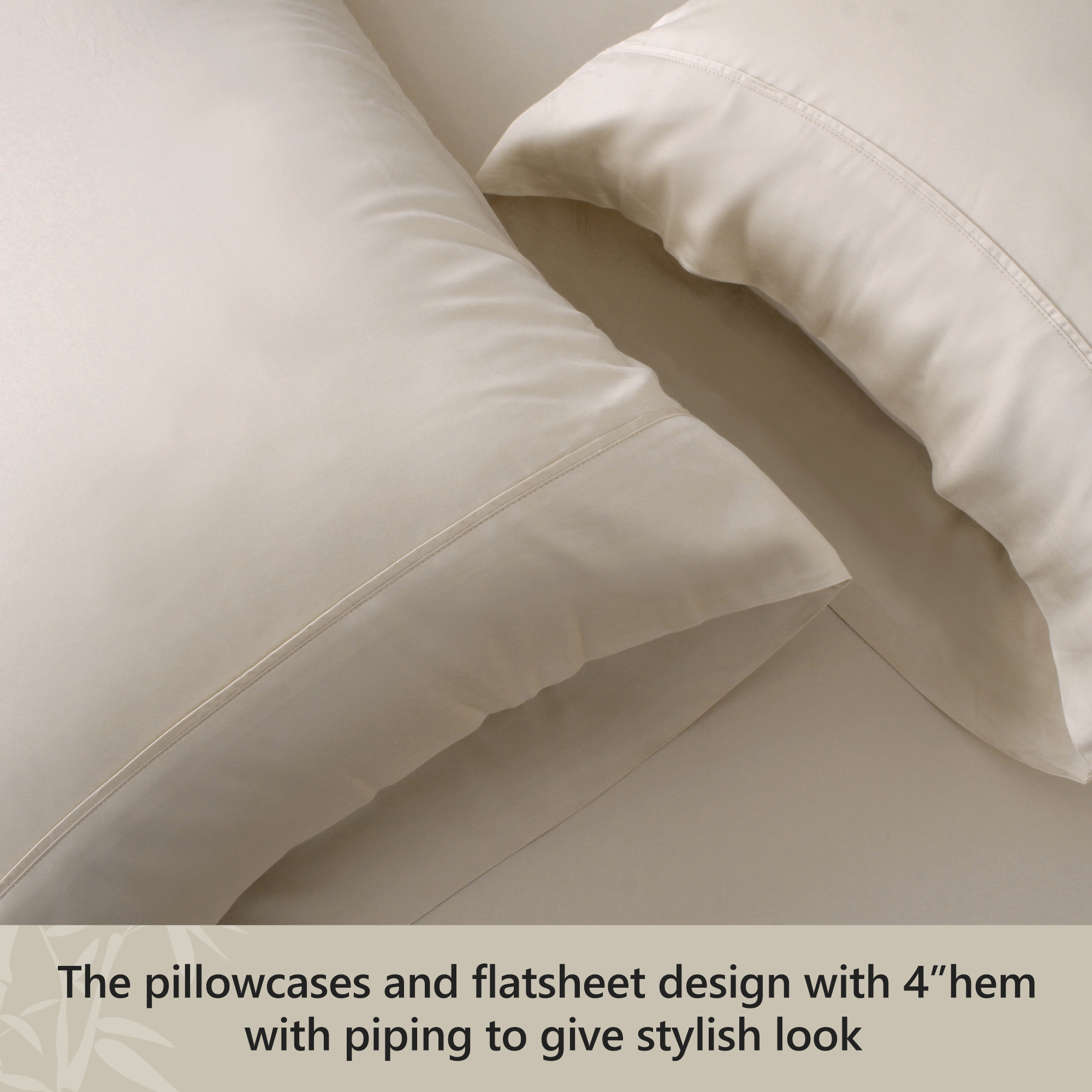L Linen World 100% Viscose from Bamboo Sheets Set Cal King Size,Bamboo Cooling Bed Sheet 4 Pieces Deep Pocket Sheet,Silky Soft,Breathable(Champagne,Cal King)